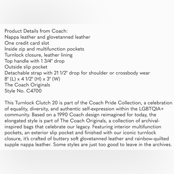 SOLD - COACH Turnlock 20 Rainbow - Picture 5 of 5